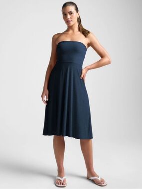 Beyond Yoga Strapless Navy Midi Dress
